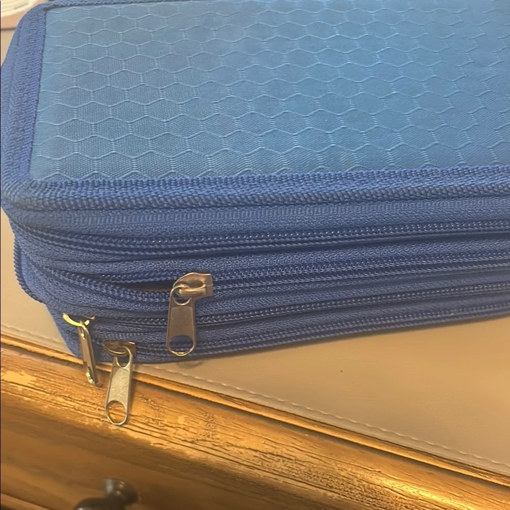 Blue Hexagon Patterned Large Pencil Case